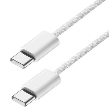 USB-C-Typ-C-Kabel, stark, schnell, 60 W, PD, 1 m, für iPhone 15, Alogy, Nylonkabel, Weiß