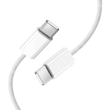 USB-C-Typ-C-Kabel, stark, schnell, 60 W, PD, 1 m, für iPhone 15, Alogy, Nylonkabel, Weiß