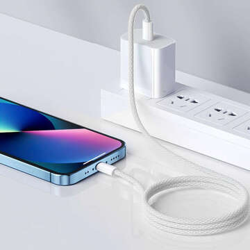 USB-C-Typ-C-Kabel, stark, schnell, 60 W, PD, 1 m, für iPhone 15, Alogy, Nylonkabel, Weiß