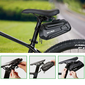 Wildman Fahrradsatteltasche XT7 Beutel Fahrradtasche Fahrradsitzhalter 1,2l Schwarz