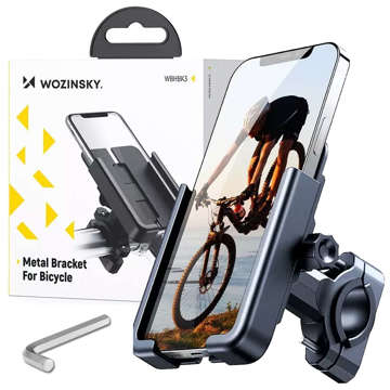 Wozinsky Metall-Telefonhalter für Fahrrad, Roller schwarz (WBHBK3)