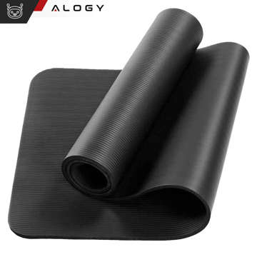 Yoga Fitness Pilates Übungsmatte Gymnastik 185x58 1cm Alogy rutschfest wasserdicht Schwarz