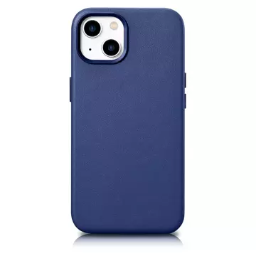 iCarer Case Leder Echtleder Handyhülle für iPhone 14 Plus Blau (MagSafe kompatibel)