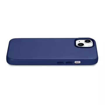 iCarer Case Leder Echtleder Handyhülle für iPhone 14 Plus Blau (MagSafe kompatibel)