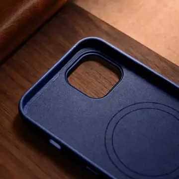 iCarer Case Leder Echtleder Handyhülle für iPhone 14 Plus Blau (MagSafe kompatibel)