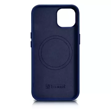 iCarer Case Leder Echtleder Handyhülle für iPhone 14 Plus Blau (MagSafe kompatibel)