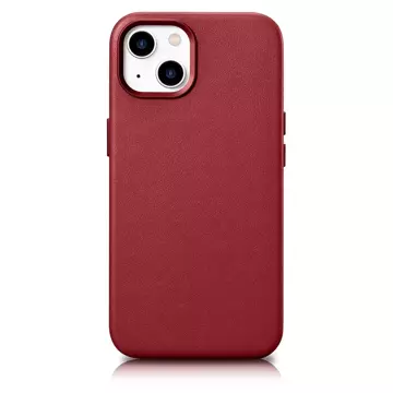 iCarer Case Leder Echtleder Handyhülle für iPhone 14 Plus Rot (MagSafe kompatibel)