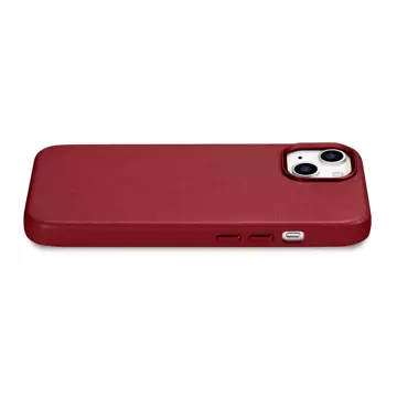 iCarer Case Leder Echtleder Handyhülle für iPhone 14 Plus Rot (MagSafe kompatibel)