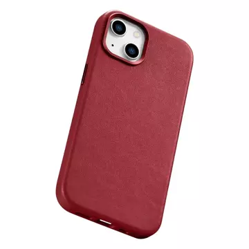 iCarer Case Leder Echtleder Handyhülle für iPhone 14 Plus Rot (MagSafe kompatibel)