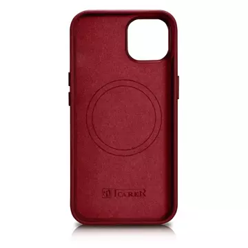 iCarer Case Leder Echtleder Handyhülle für iPhone 14 Plus Rot (MagSafe kompatibel)