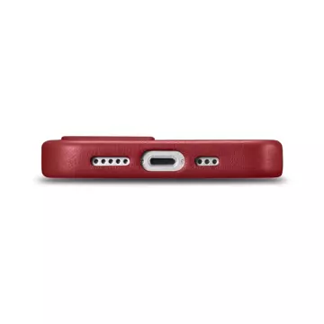 iCarer Case Leder Echtleder Handyhülle für iPhone 14 Plus Rot (MagSafe kompatibel)