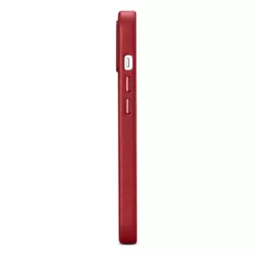 iCarer Case Leder Echtleder Handyhülle für iPhone 14 Plus Rot (MagSafe kompatibel)