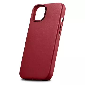 iCarer Case Leder Echtleder Handyhülle für iPhone 14 Plus Rot (MagSafe kompatibel)