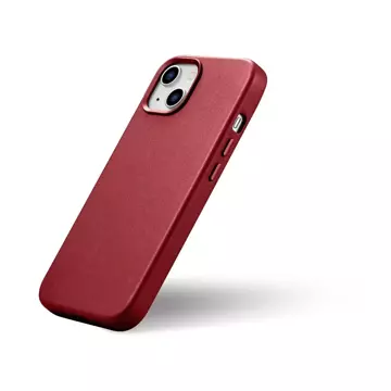 iCarer Case Leder Echtleder Handyhülle für iPhone 14 Plus Rot (MagSafe kompatibel)