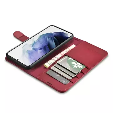 iCarer Haitang Leder Wallet Case Ledertasche für Samsung Galaxy S22 (S22 Plus) Wallet Gehäuse Cover Rot (AKSM05RD)