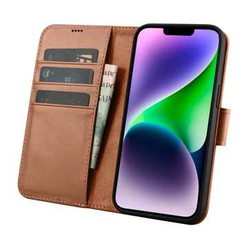 iCarer Wallet Case 2in1 Cover iPhone 14 Plus Anti-RFID Leder Flip Case Braun (WMI14220727-BN)