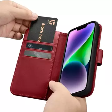 iCarer Wallet Case 2in1 Cover iPhone 14 Plus Anti-RFID Leder Flip Cover Rot (WMI14220727-RD)