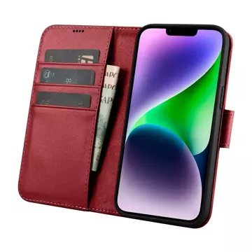 iCarer Wallet Case 2in1 Cover iPhone 14 Plus Anti-RFID Leder Flip Cover Rot (WMI14220727-RD)