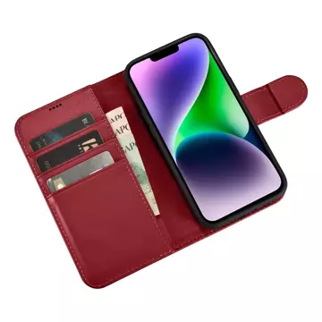 iCarer Wallet Case 2in1 Cover iPhone 14 Plus Anti-RFID Leder Flip Cover Rot (WMI14220727-RD)