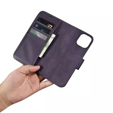 iCarer Wallet Case 2in1 Handyhülle für iPhone 14 Plus Anti-RFID Leder Flip Cover Dunkellila