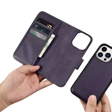 iCarer Wallet Case 2in1 Handyhülle für iPhone 14 Pro Max Anti-RFID Flip Lederhülle Dunkellila