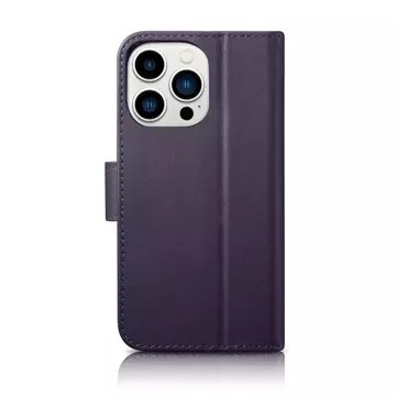 iCarer Wallet Case 2in1 Handyhülle für iPhone 14 Pro Max Anti-RFID Flip Lederhülle Dunkellila