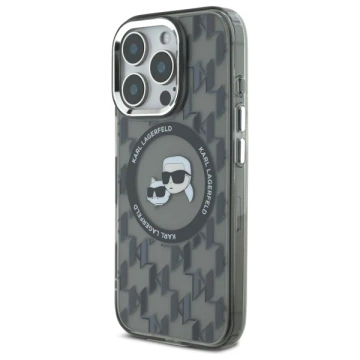 Etui Karl Lagerfeld do iPhone 16 Pro Max 6.9" Czarny MagSafe IML Monogram Karl&Choupette Head 
