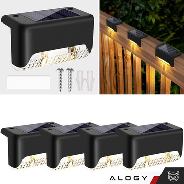 Lampa solarna ogrodowa LED zestaw x8 na taras balkon schody balustradę z czujnikiem zmierzchu akumulator AAA czarna