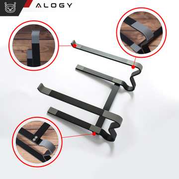Laptophalter MacBook Tablet 18" Ständer klappbar verstellbar Aluminium für Schreibtisch 25 x 26cm Alogy Black