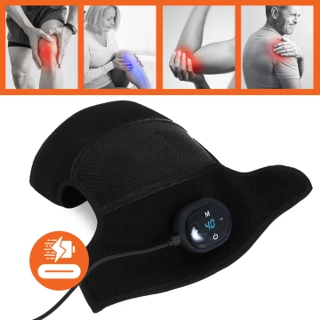 Heizband mit Massagefunktion für Knie, Ellbogen oder Schulter – Wärme, Linderung von Gelenkschmerzen, Rehabilitation, Thermotherapie – Dr.Medic FlexTherm™ Schwarz