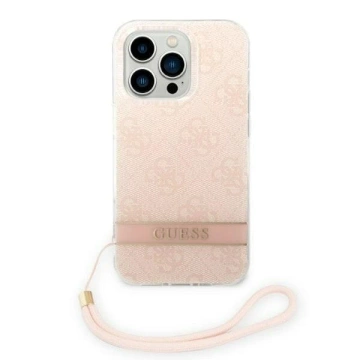 Etui Guess GUOHCP14LH4STP do Apple iPhone 14 Pro 6,1" różowy/pink hardcase 4G Print Strap
