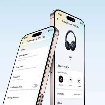 Słuchawki Baseus Bass BH1 Lite bezprzewodowe nauszne Bluetooth 6.0 – czarne