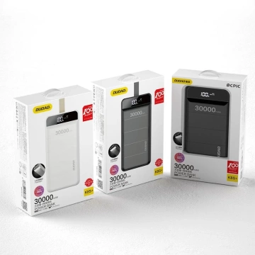 Dudao powerbank 30000 mAh 3x USB z lampką LED biały (K8s+ white)