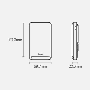 Baseus Magnetic Bracket 10000mAh 20W Powerbank mit MagSafe - blaues USB-C-Kabel 60W 0,5m