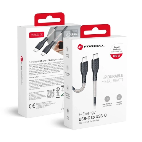 Kabel USB-C – USB-C 100W Forcell F-Energy Carbon 1 m CB-04C czarny