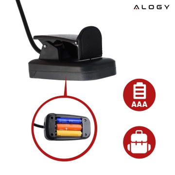 Lampa biurkowa Alogy LED z klipsem Bezprzewodowa do czytania Czarna