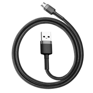 Kabel 50cm Baseus Cafule USB do micro USB QC 3.0 2.4A Szaro-czarny