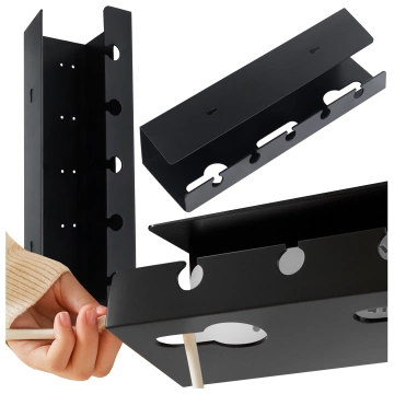 Organizer na Kable 2w1 Pod Biurko i na Ścianę, 40 cm, z Paskiem Klejącym utrzymanie porządku na biurku, Alogy CableHold™ – Czarny