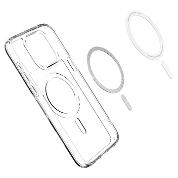 Etui do iPhone 15 Pro Max Spigen Ultra Hybrid MagFit do MagSafe obudowa ochronna na telefon White + Szkło