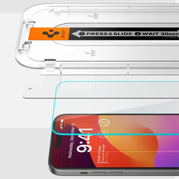 2x Panzerglas für iPhone 15 Spigen Glas.TR „EZ FIT“ Klar