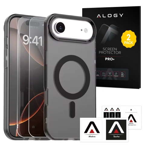 Etui do Apple iPhone 17 Air – matowa obudowa do MagSafe z ochroną obiektywu, smukłe i odporne na zarysowania, idealne dopasowanie – Alogy Skinny MatteCase™ Czarne + 2x szkło hartowane