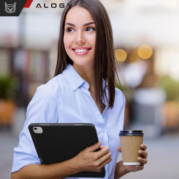 Etui ochronne z miejscem na rysik do Apple iPad Air 13" 2024/2025, iPad Pro 12.9" 2018-2022 Alogy Book Cover Case obudowa na tablet Czarne + Szkło