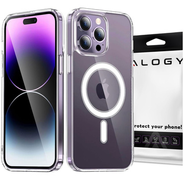 Etui do iPhone 15 Pro MagSafe obudowa Hybrid Case Cover Shock Clear Alogy Przezroczyste + Szkło
