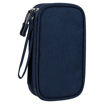 Reiseetui mit Organizer für Kabel, Ladegeräte, Handy und Powerbank, multifunktional und kompakt (21 x 12,5 x 5 cm), Alogy TravelPack™ – Marineblau