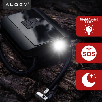 Elektrische Fahrradpumpe für Fahrräder, kabelloser Auto-Luftkompressor, tragbar mit Taschenlampe, 150 PSI Alogy Schwarz