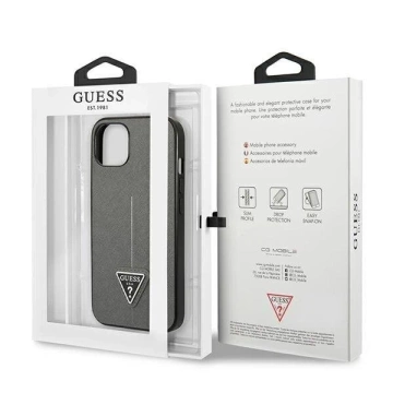 Etui Guess GUHCP14SPSATLG do Apple iPhone 14 6,1" srebrny/silver hardcase SaffianoTriangle Logo