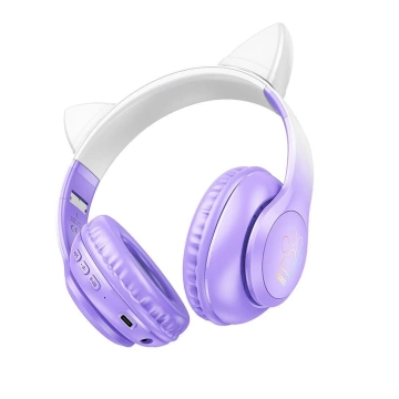 Słuchawki bezprzewodowe nauszne Bluetooth HOCO W42 Kocie Uszy Fioletowe Winogrona