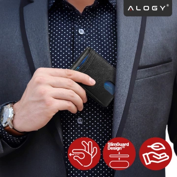 Portfel RFID Etui ochronne blokujące sygnał na karty dokumenty cienki Alogy Small męski damski Wallet Czarny