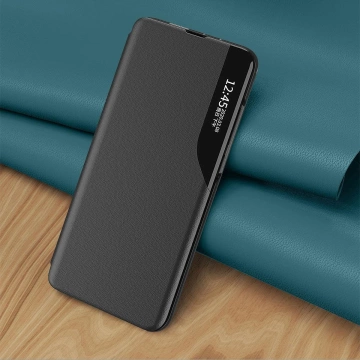Eco Leather View Case elegante Hülle mit Überschlag und Standfunktion für Samsung Galaxy A73 blau