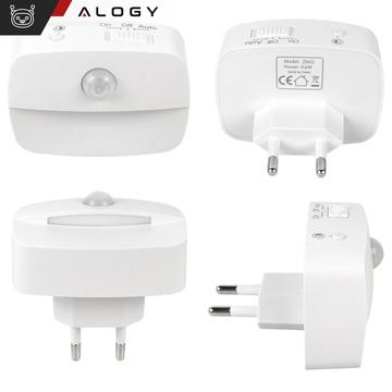 LED-Nachtlampe mit Bewegungssensor für EU-Steckdose, 3 Lichtfarben Alogy Night Light White